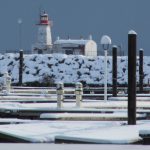 lighthouse at entrance to the welland canal in Port Colborne Winter